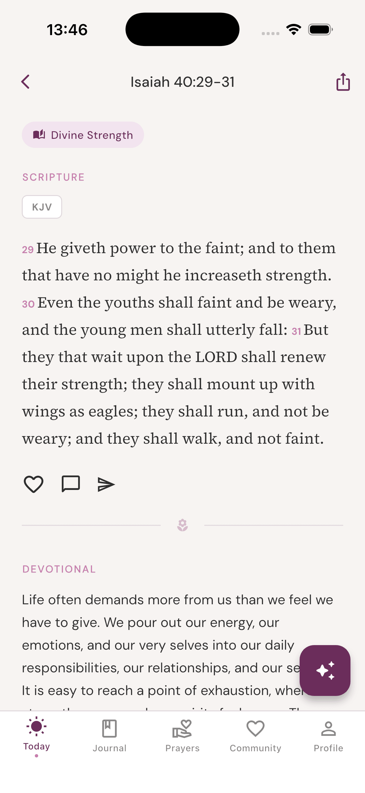 Daily devotional screen