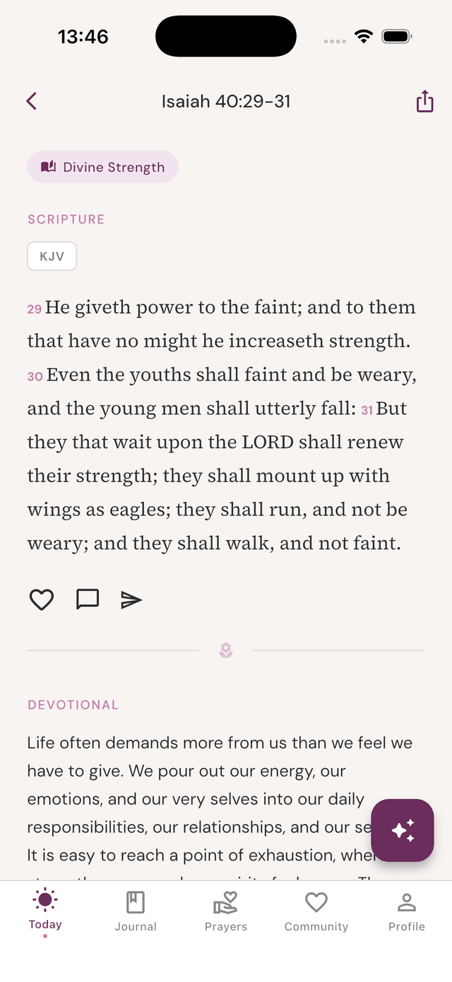 Daily devotional screen