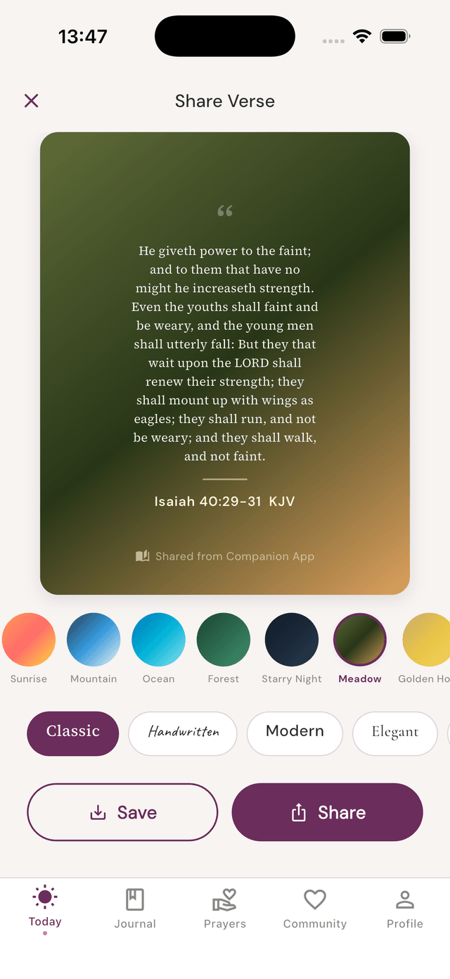 Share scripture screen